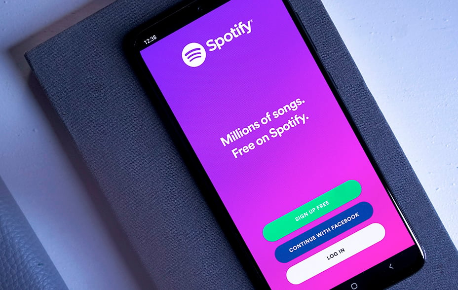 Spotify homepage on phone screen