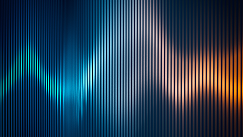 An abstract of a waveform with blue and orange colours.